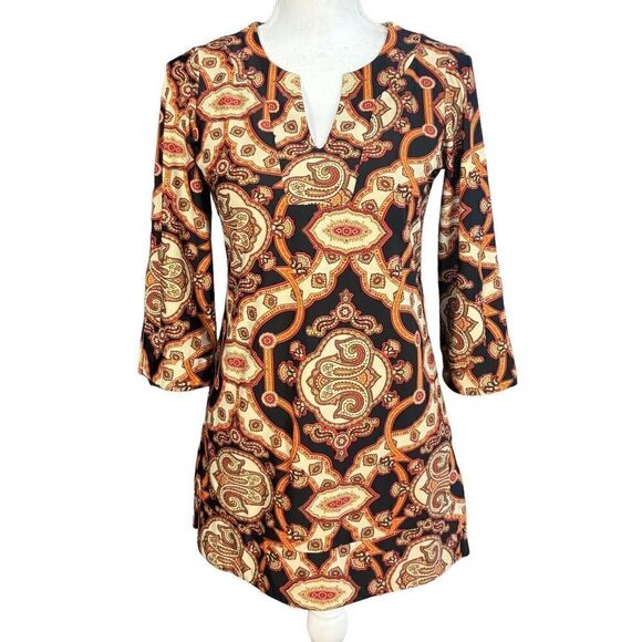 Jude Connally Tops - Jude Connally Tunic Top Size Extra Small Paisley Black Psycadellic 70's Retro